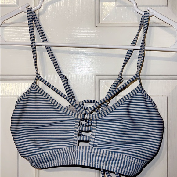 Arizona Brand Blue and White Striped Strappy Bikini Top - Picture 2 of 4